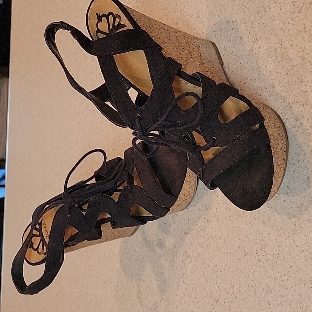 Fergalicious Black Wedge Sandles